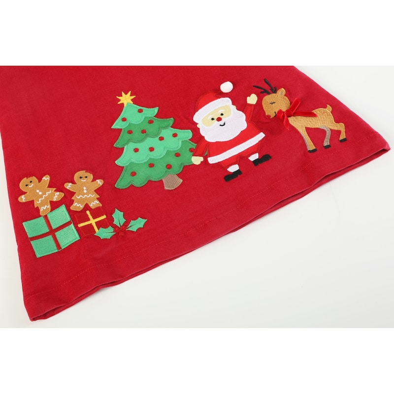 Lil Cactus Red Corduroy Christmas Applique Bow Dress