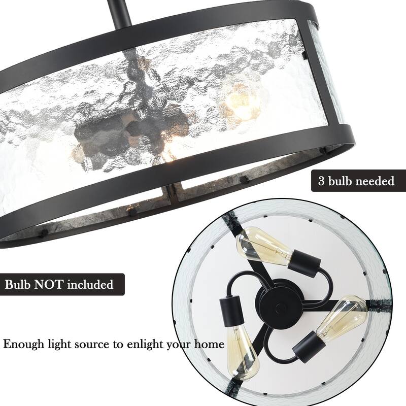 Gocek Farmhouse Semi Flush Mount Ceiling Light with Hammered Glass
