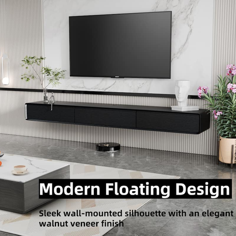 Modland 78" Modern Floating TV Stand Wall Mounted Media Control Center for Living Room - 78