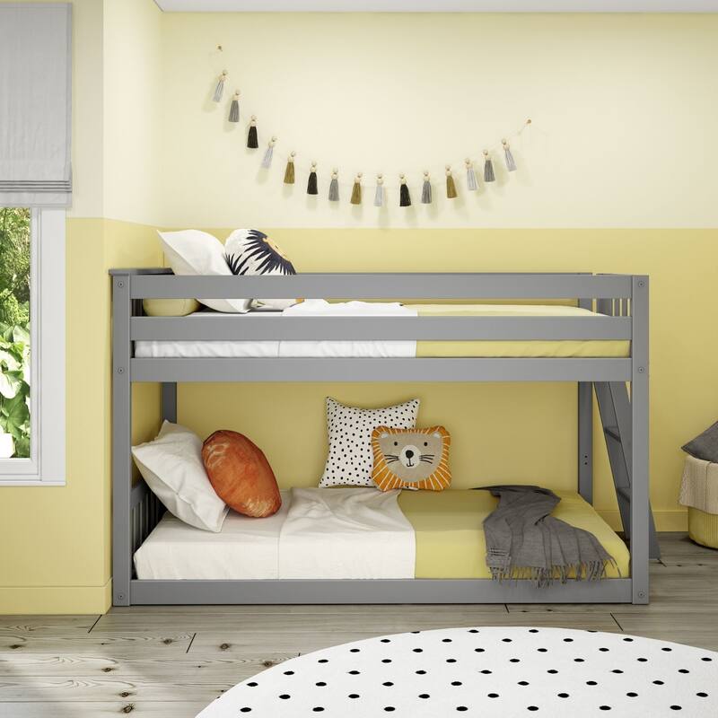 Max and Lily Twin over Twin Low Bunk Bed with Ladder on End