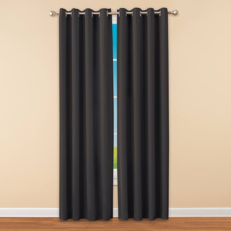 Madison Room Darkening Energy-Saving Curtain Panel - Black - 54" x 84" - 84 Inches