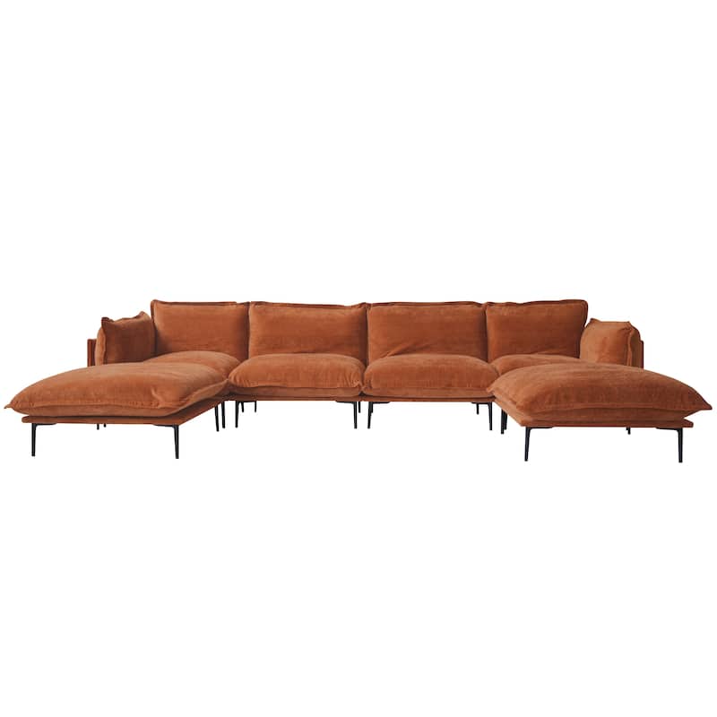 Living Room Furniture Velvet Sectional Sofa U-shaped Modular Sofa Deep Seat Upholstered Cloud Couch