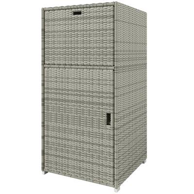 Grey Rattan Outdoor Storage Cabinet with Drawer and Magnet-Sealed Waterproof Shelves for Patio - 23.6" L x 23.6" W x 47.2" H