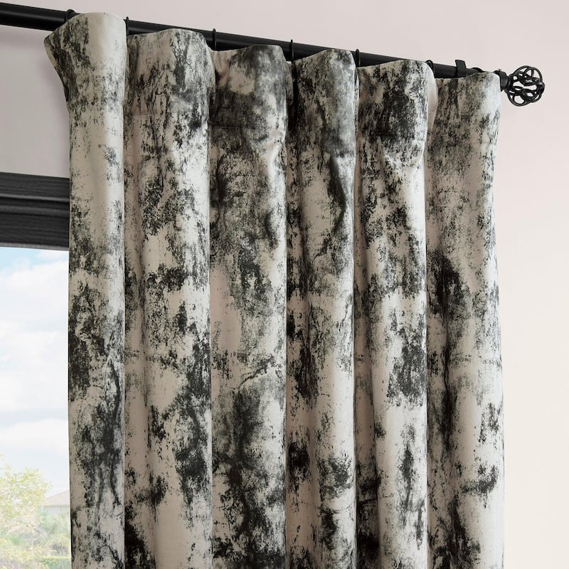 Exclusive Fabrics Inkblot Barcelona Velvet Curtain (1 Panel) Room Darkening Curtains For Bedroom & Living Room Curtains