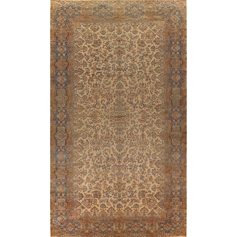 Pre-1900 Antique Kerman Persian Large Rug Handmade Wool Carpet - 11'3"x 20'3"