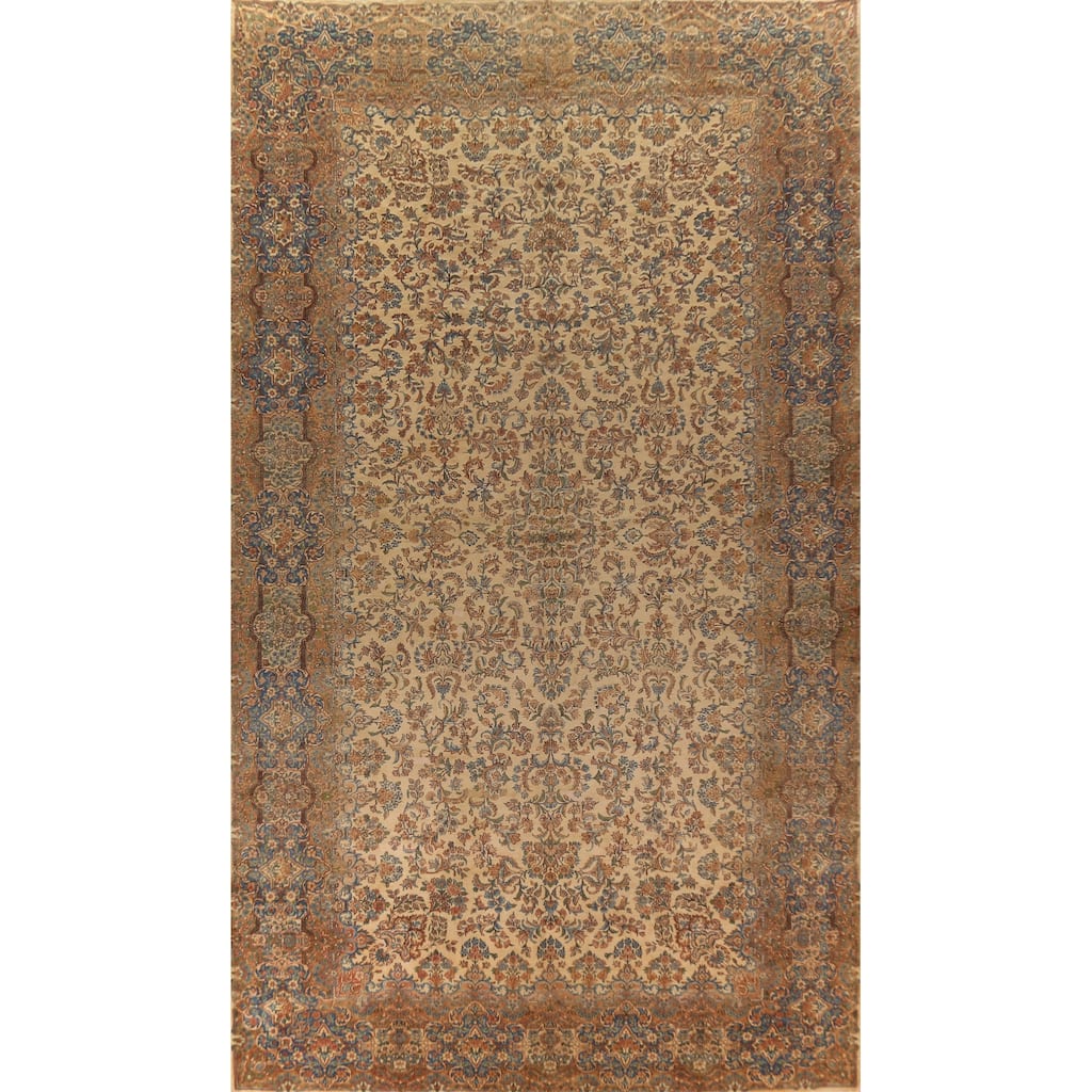 Pre-1900 Antique Kerman Persian Large Rug Handmade Wool Carpet - 11'3"x 20'3"