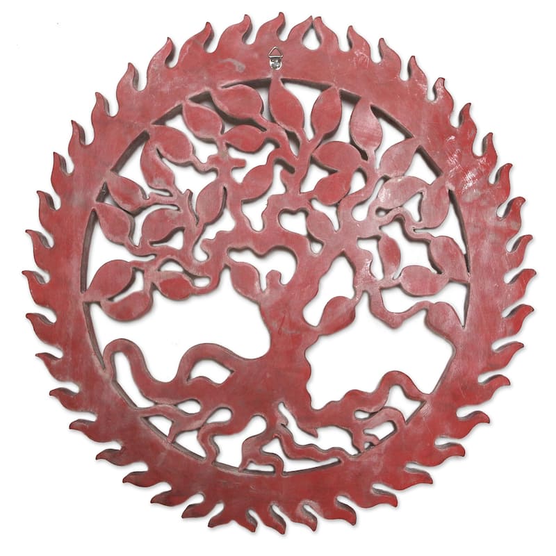 Novica Handmade Lush Banyan Wood Relief Panel