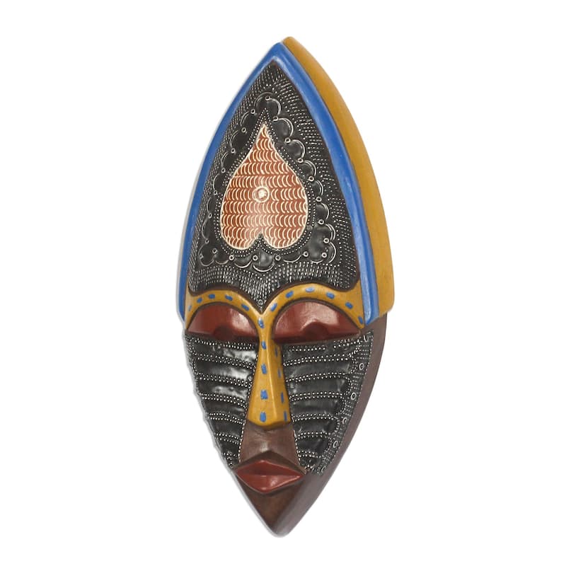 Novica Handmade Upside-Down Heart African Wood Mask