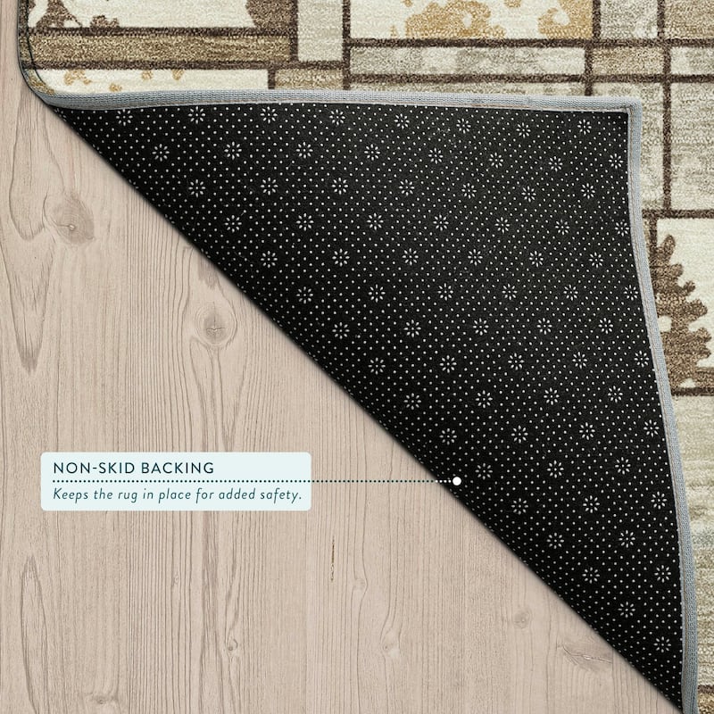 Machine Washable Indoor/ Outdoor Patchwork Chantille Rug