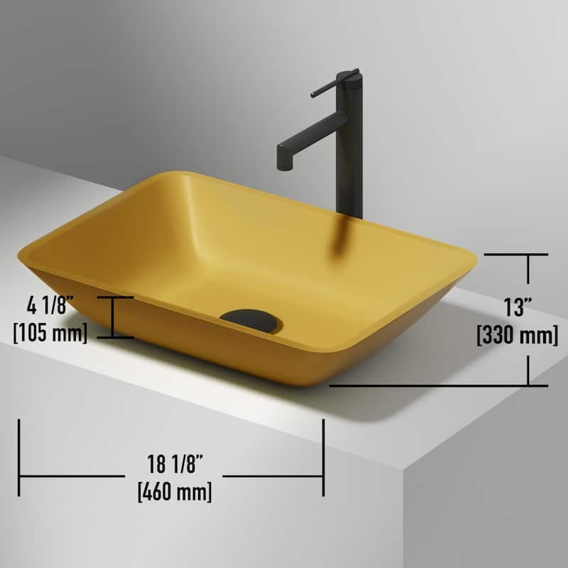 VIGO Sottile 18"L x 13"W x 4"H Glass Rectangular Vessel Bathroom Sink