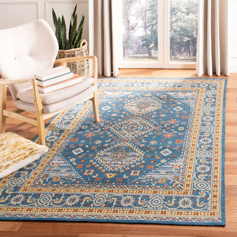 SAFAVIEH Classic Vintage Boho Lenette Oriental Cotton Rug - 5' x 8' - Blue/Gold