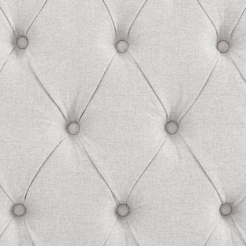 Beige Twin Size Upholstered Tufted Daybed with Button and Copper Nail on Square Arms for Bedroom