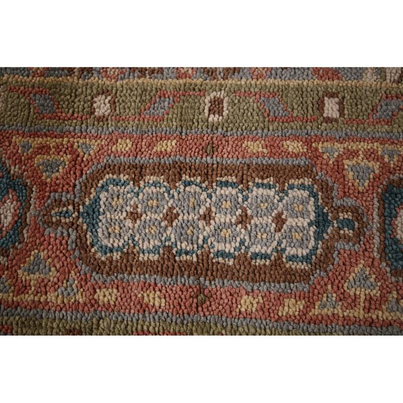 Gray Geometric Khotan Indian Area Rug Hand-Knotted Wool Carpet - 7'9"x 9'10"