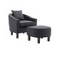 preview thumbnail 23 of 24, Arms Chair with Ottoman Mid Century Barrel Chair for Living Room Dark Grey