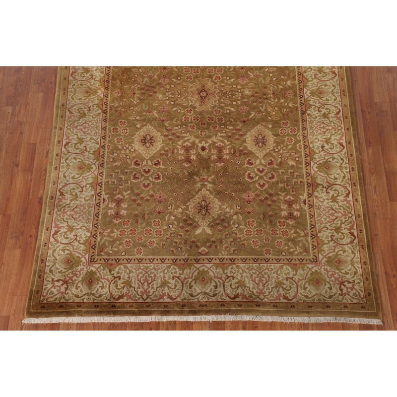 Gold Aubusson Oriental Area Rug Handmade Wool Carpet - 5'10"x 8'11"