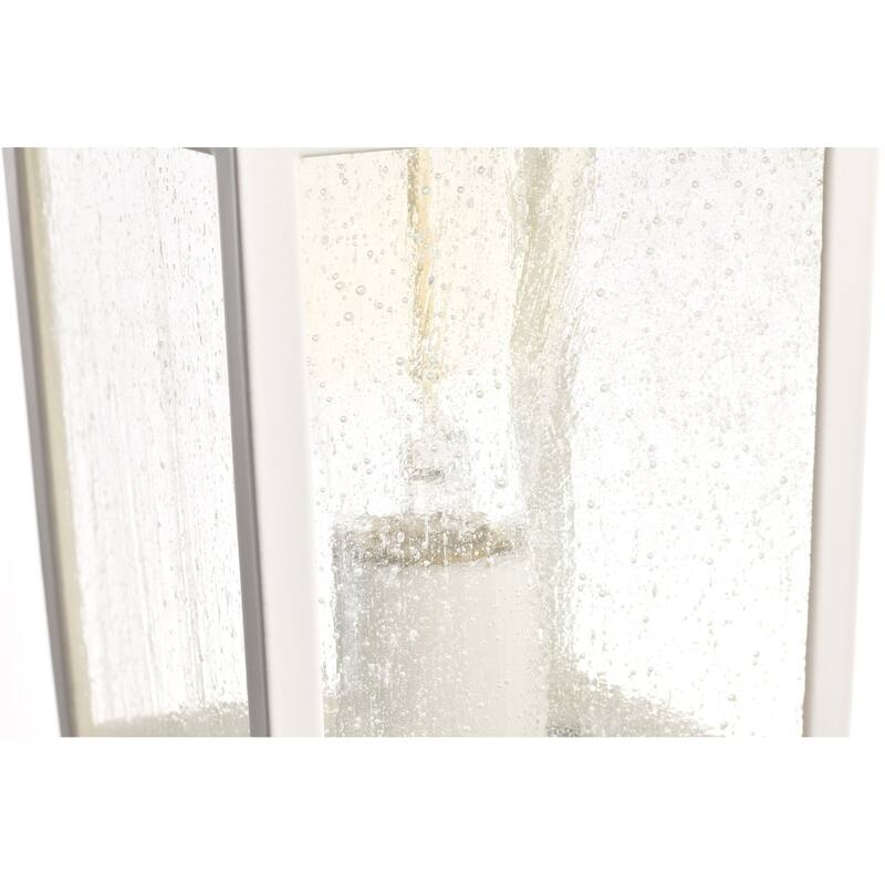 Cove Neck Outdoor Large Post Light Pole Lantern 1 Light White Finish Clear Seeded Glass