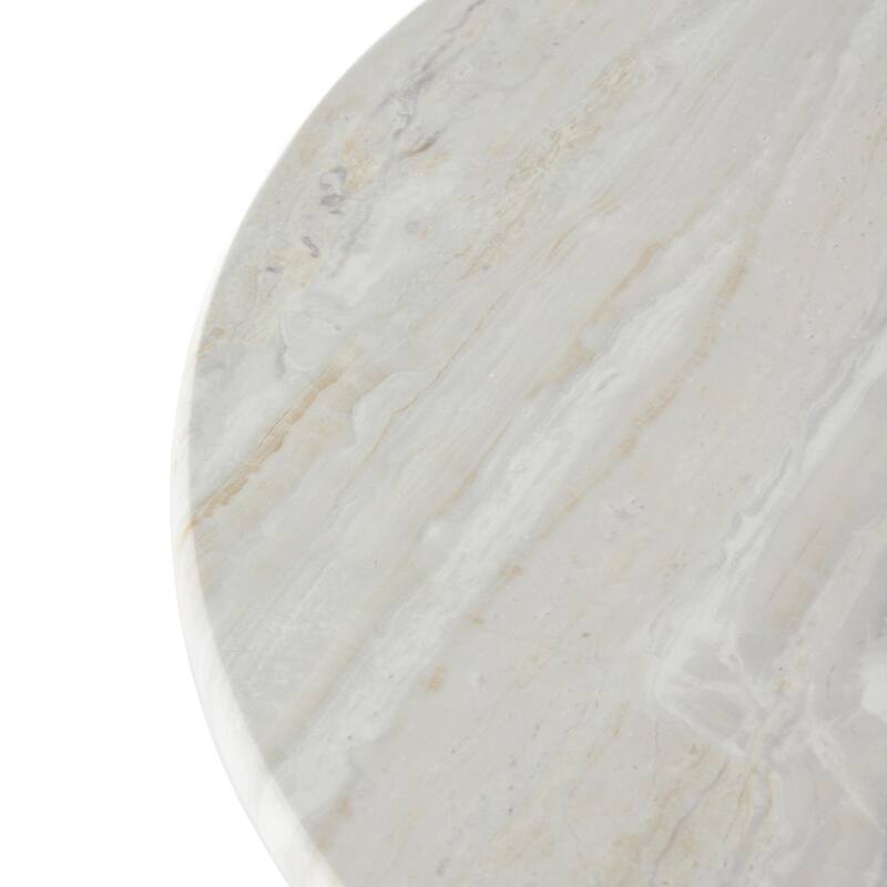 Metal Pedestal Accent Table with Faux White Marble Top - Black - Roche River Decor