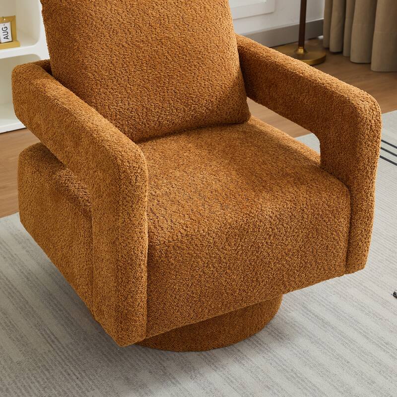 360°Swivel Accent Chair,Teddy Sherpa Round Armchair,Thick Padded Single Lounge Sofa,Upholstered Comfy Barrel Chair