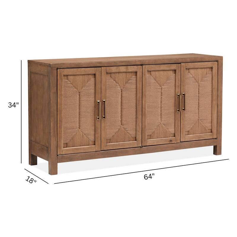 Magnussen Home Lindon Belgian Wheat Buffet - 64''W x 18''D x 34''H