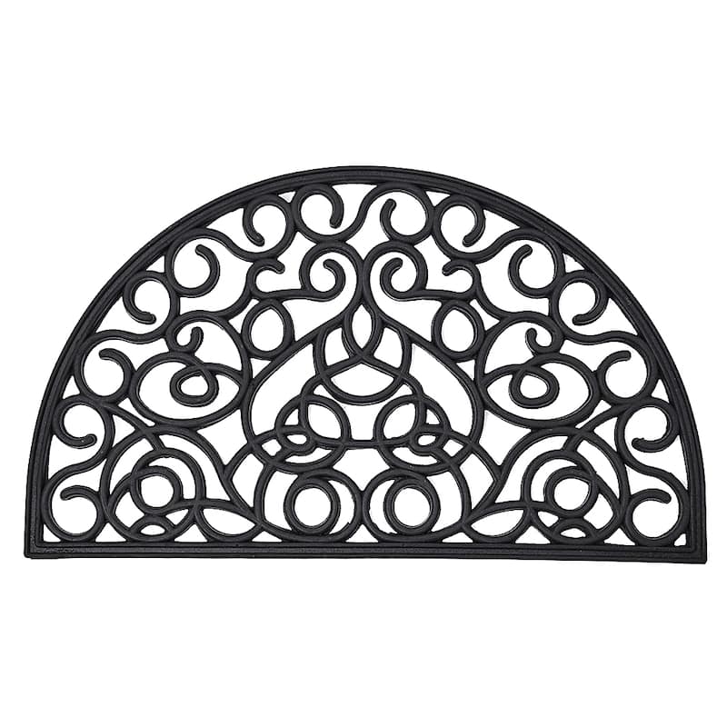 Outdoor Half Round Front Door Mat Rubber Rug 30x18 Black