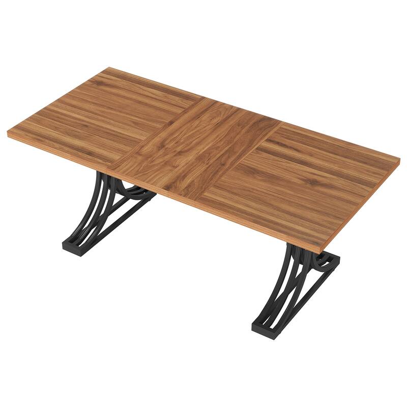 63-Inch Large Rectangular Dining Table, Modern Faux Marble Kitchen Table for Dining Room