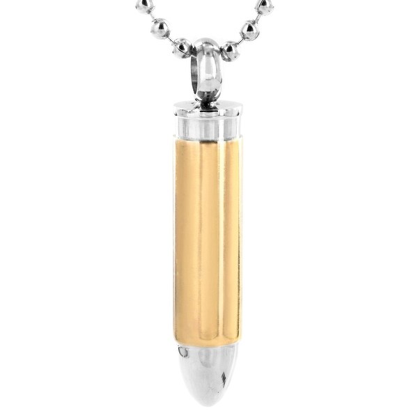 Stainless Steel Plated Golden Bullet Pendant (8 mm Width)