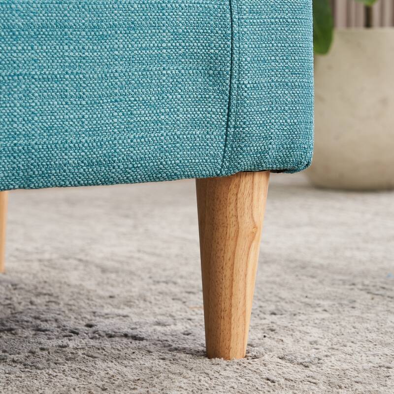 Set of 1 Fabric Upholstered Tufted Back Armchair with Natural Colored Legs