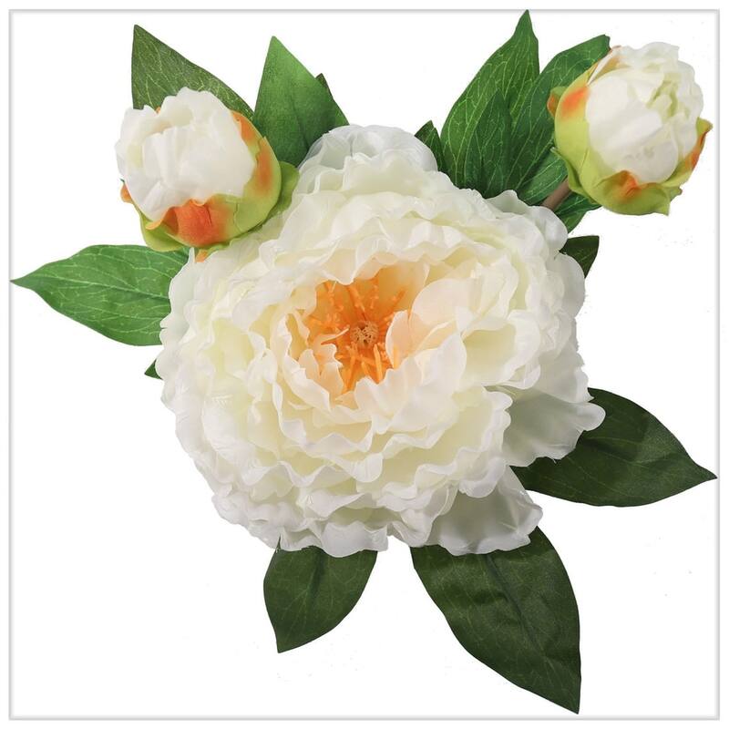 Water Look Artificial Silk Peony Flower Arrangement in Glass Vase - On ...