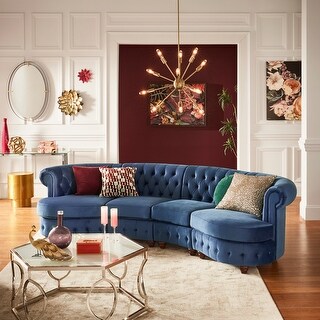 Shop Morgan Velvet Tufted Scroll Arm Chesterfield 4 Seat Curved