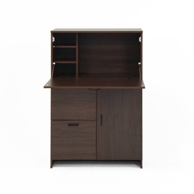 Desk Cabinet with Storage and Fold-up Desktop