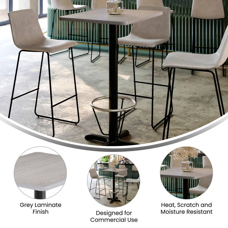 24'' x 30'' Rectangular Table Top with 22'' x 22'' Bar Height Table Base - 30"D x 24"W x 43.125"H