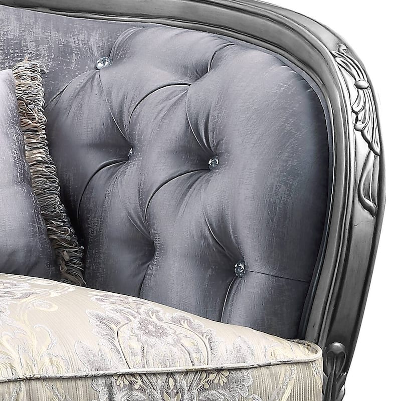 Catherine Platinum Gray Button Tufted Accent Chair