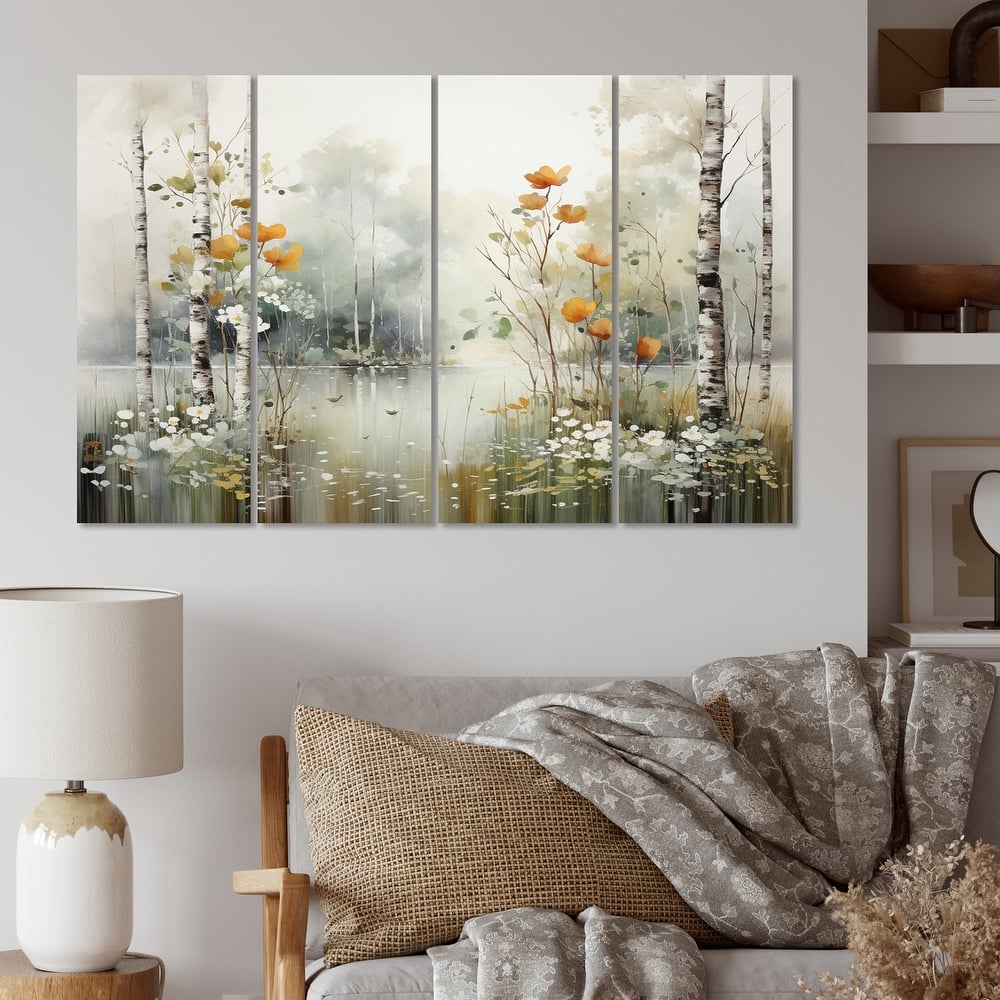 Designart "Minimalism Forest Woods I" Landscapes Multipanel Wall Art Living Room set