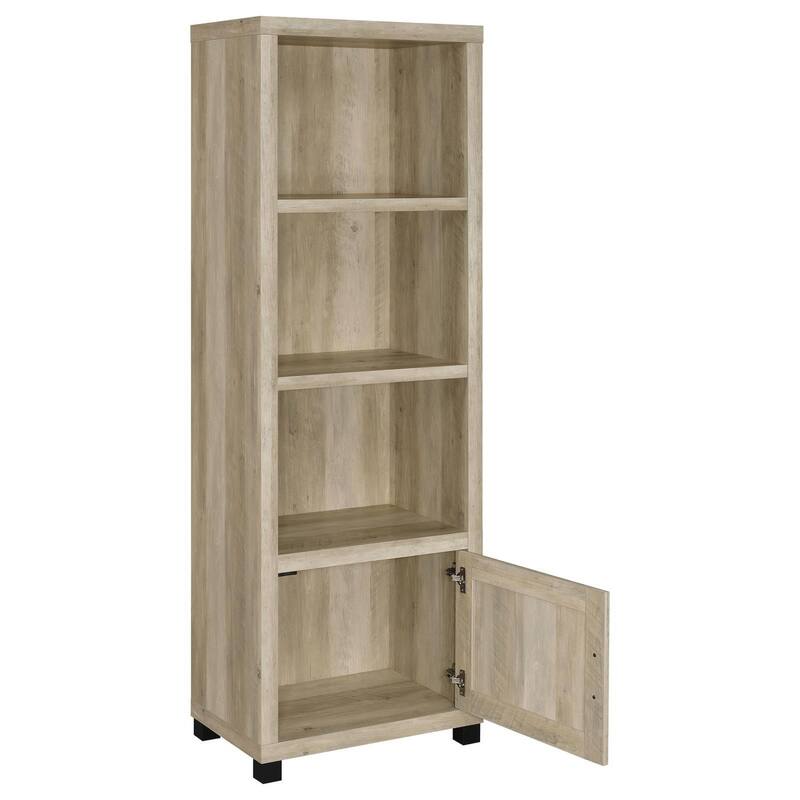 Sac 71 Inch Media Pier Tower with 3 Shelves and Cabinet, Antique Pine Wood