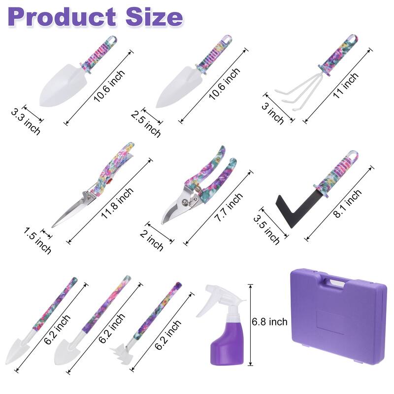 1 Set Garden Tool Set 10 Pieces Plastic Kits for Gardening - Purple
