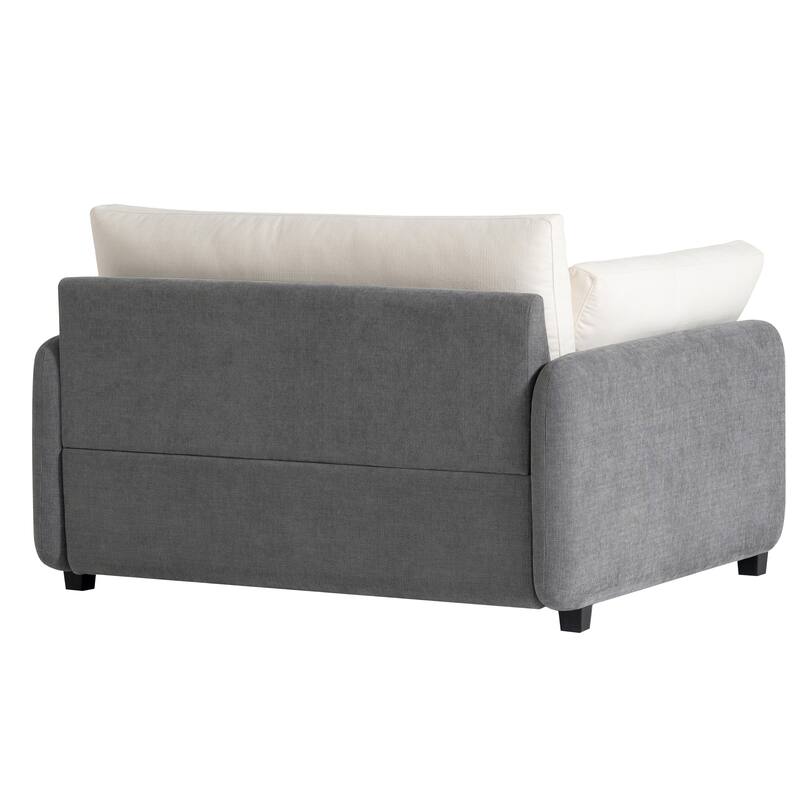 Chenille Single Sofa Chair,Wide And Deep Seat Accent Chair,Upholstered Armchair,Color Blocking Couch Lounge With Pillows
