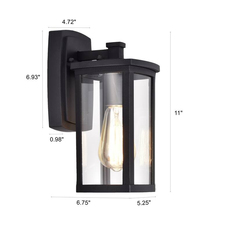 1-light Textured Black Outdoor Wall Lantern
