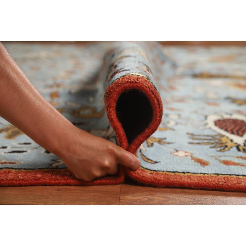 Hand Knotted Oriental 100% Wool Carpet Traditional All-Over Navy Blue & Blues Ziegler Area Rug - 13' 9'' X 9' 7''