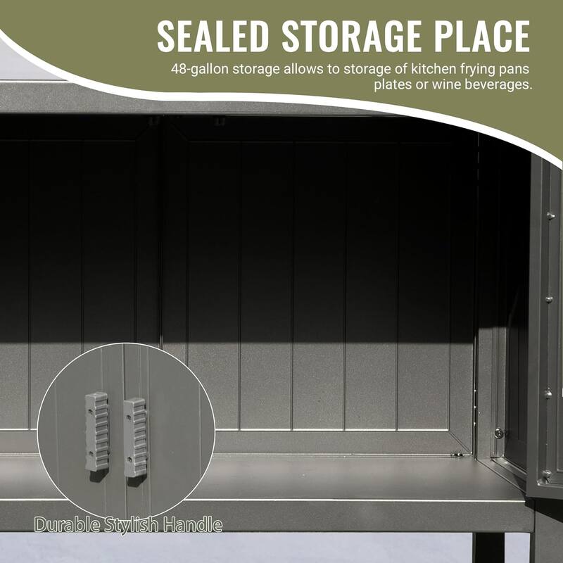 Outdoor Kitchen Island With Storage(no include stool) - Grey