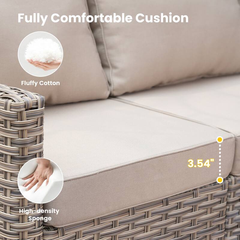 HOOOWOOO 11-piece Outdoor Patio Sofa Wicker Furniture Swivel Chair Set with 54" Fire Pit Table