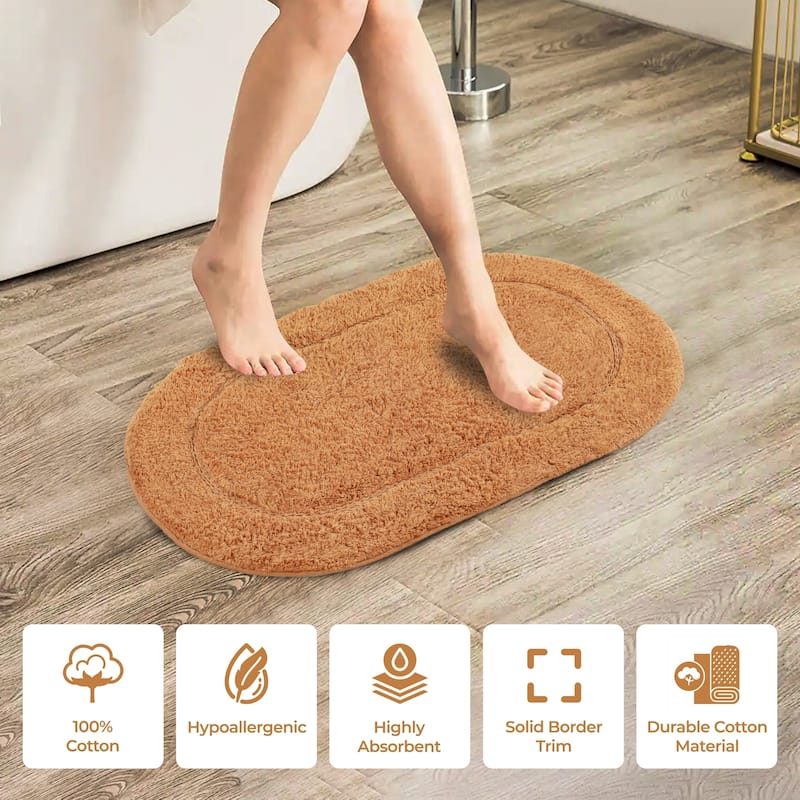 Superior Cotton Non-slip Oval Bath Rug - (Set of 2)