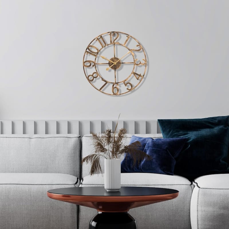 Sorbus Large 16 inch Decorative Round Analog Wall Clock Battery Operated With Numeral Style Design - 16" - Bronze