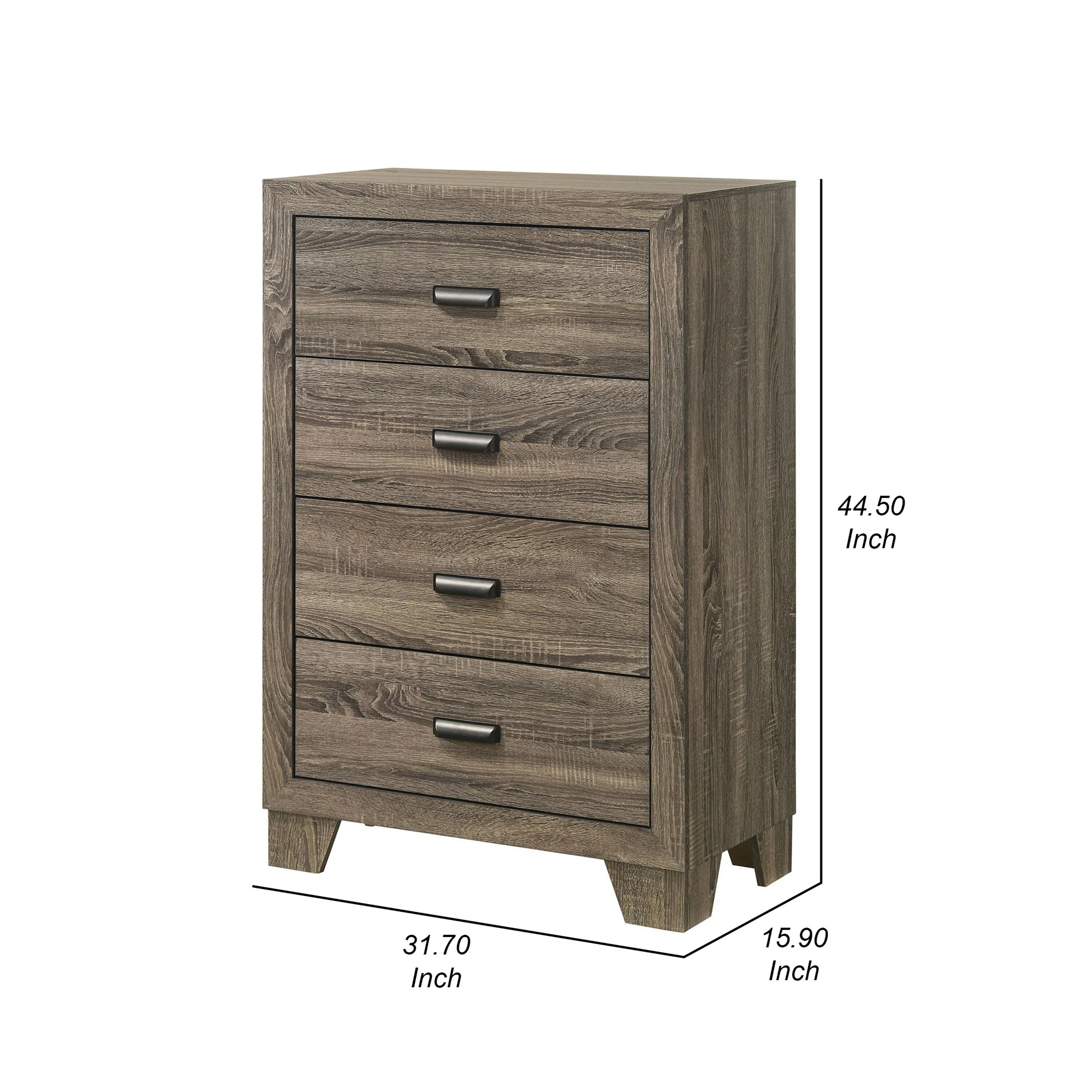 dresser 45 inches long Benzara Shan 45 Inch Tall Dresser Chest, 4 Drawers, Cherry Brown Wood Finish