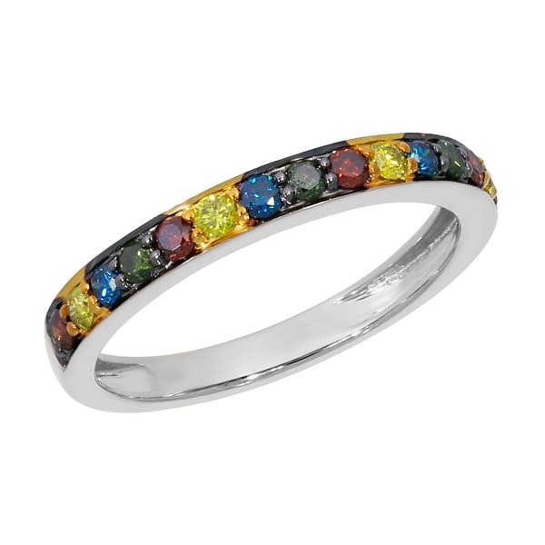 Prism Jewel 0.15 Carat Round Multi Color Diamond Stackable Band