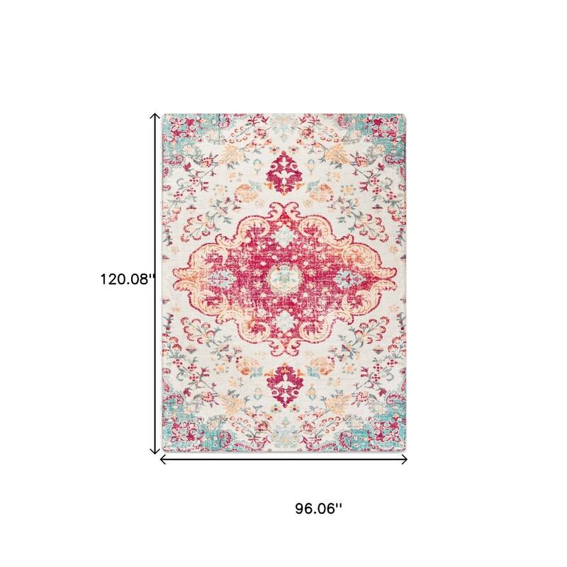 HomeRoots Medallion Traditional Rectangle Area Rug