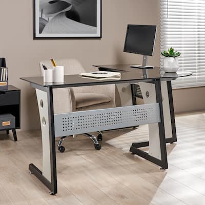 L Shape Glass Office Desk
