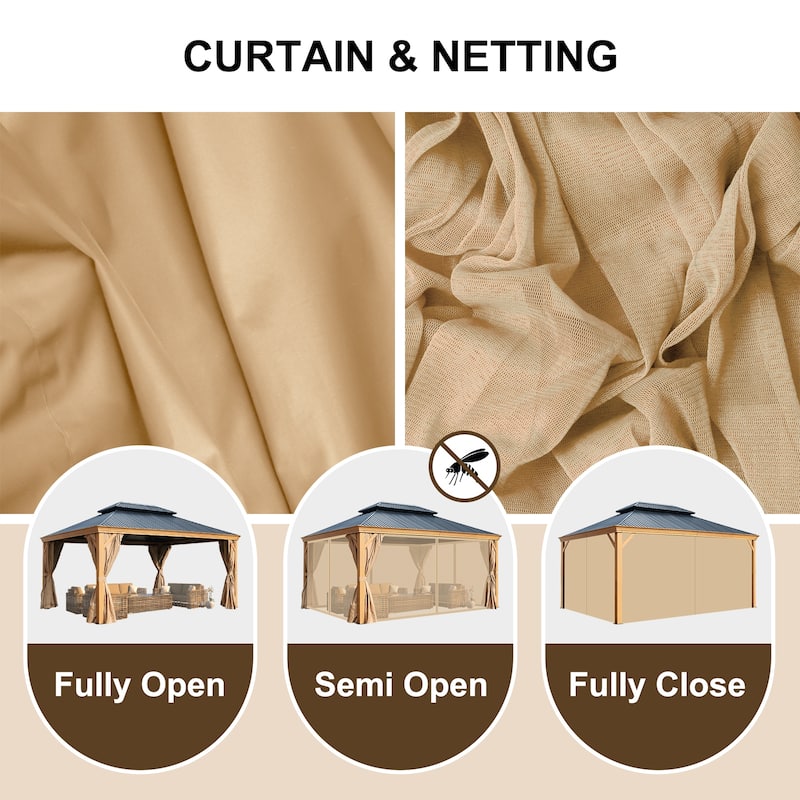 Aoodor 16 Ft. W X 12 Ft. D Aluminium Patio Gazebo - Black