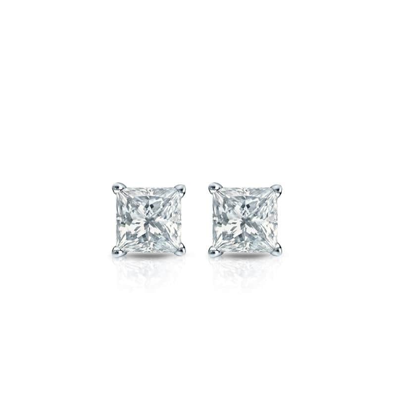 Auriya 14-karat Gold Lab Grown 0.90 carat TDW Princess Diamond Stud Earrings 4-Prong Basket Screw-back