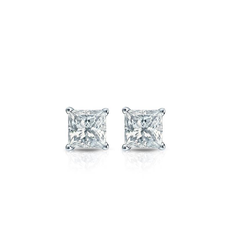 Auriya 18-karat Gold Lab Grown 0.25 carat TDW Princess Diamond Stud Earrings 4-Prong Basket Push-back