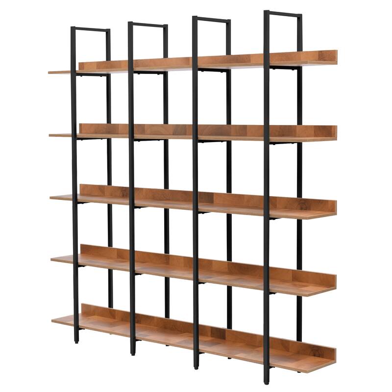 5 Tier Bookcase Home Office Open Bookshelf with Metal Frame